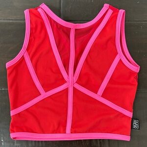 Tiger Friday Red and Hot Punk Girls Dance Crop Top - Large
